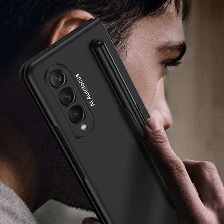 For Samsung Galaxy Z Fold3 5G GKK Ultra-thin Full Coverage Phone Flip Case with Pen Slot(Dark Green)