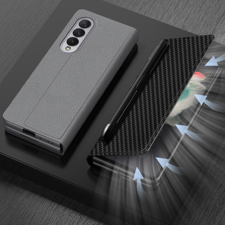 For Samsung Galaxy Z Fold3 5G GKK Ultra-thin Horizontal Flip Leather Phone Case with Pen Slot(Silver)