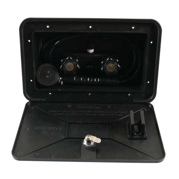 A6622-02 Black RV External Shower Box Head with Hose
