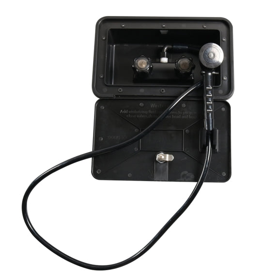 A6622-02 Black RV External Shower Box Head with Hose
