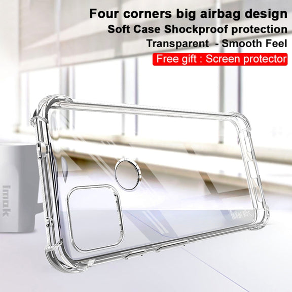 For Google Pixel 5a 5G IMAK All-inclusive Shockproof Airbag TPU Case with Screen Protector(Transparent)