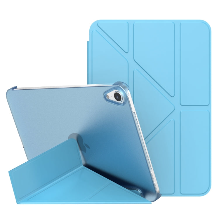 For iPad mini 2024 / mini 6 Double-sided Matte Translucent PC Deformation Tablet Leather Case with Holder & Sleep / Wake-up Function(Sky Blue)