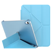 For iPad mini 2024 / mini 6 Double-sided Matte Translucent PC Deformation Tablet Leather Case with Holder & Sleep / Wake-up Function(Sky Blue)