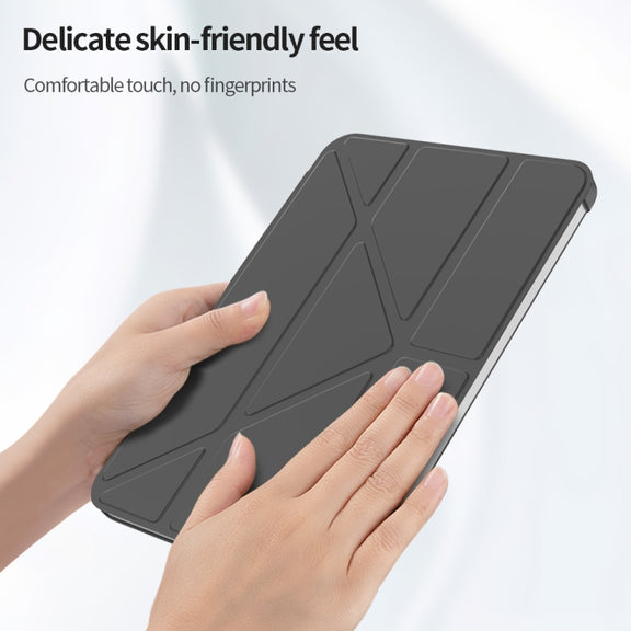 For iPad mini 2024 / mini 6 Double-sided Matte Translucent PC Deformation Tablet Leather Case with Holder & Sleep / Wake-up Function(Sky Blue)
