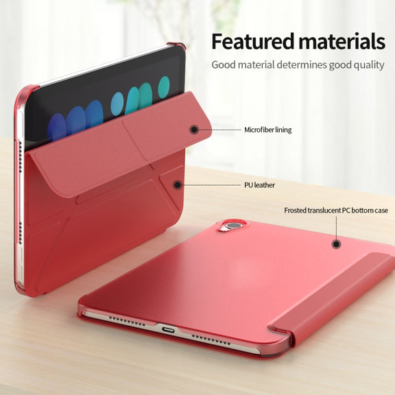 For iPad mini 2024 / mini 6 Double-sided Matte Translucent PC Deformation Tablet Leather Case with Holder & Sleep / Wake-up Function(Sky Blue)