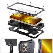 For iPhone 13 Pro Camshield Shockproof Life Water-resistant Dustproof Metal Case with Holder (Black)