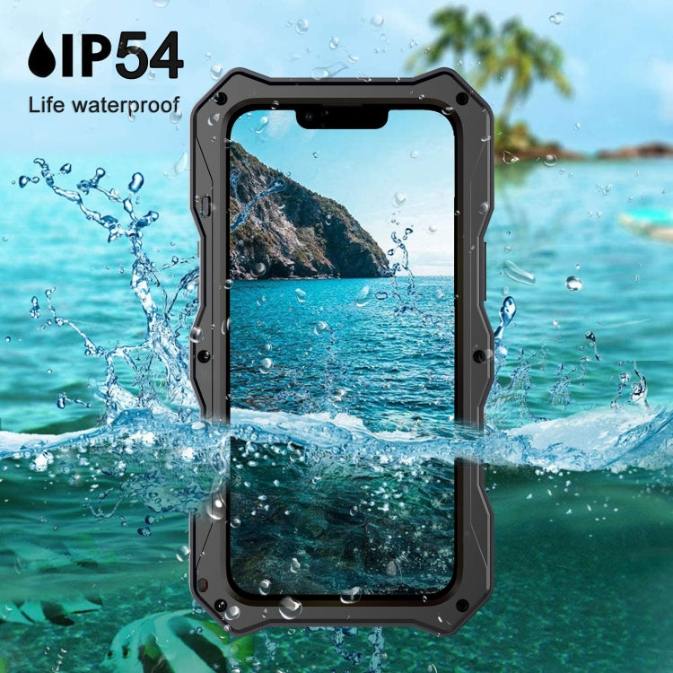 For iPhone 13 Pro Camshield Shockproof Life Water-resistant Dustproof Metal Case with Holder (Black)