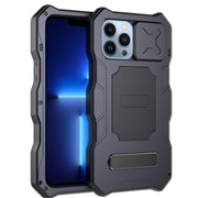 For iPhone 12 / 12 Pro Camshield Shockproof Life Water-resistant Dustproof Metal Case with Holder(Black)