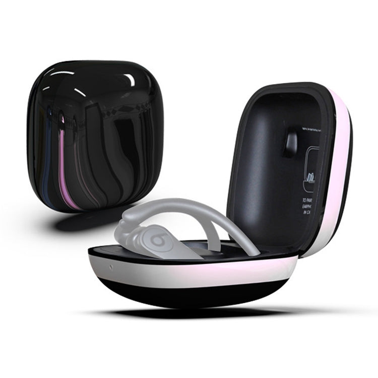 Mirror Surface Silicone + PC Wireless Earphone Protective Case for Beats Powerbeats Pro(Black+White)