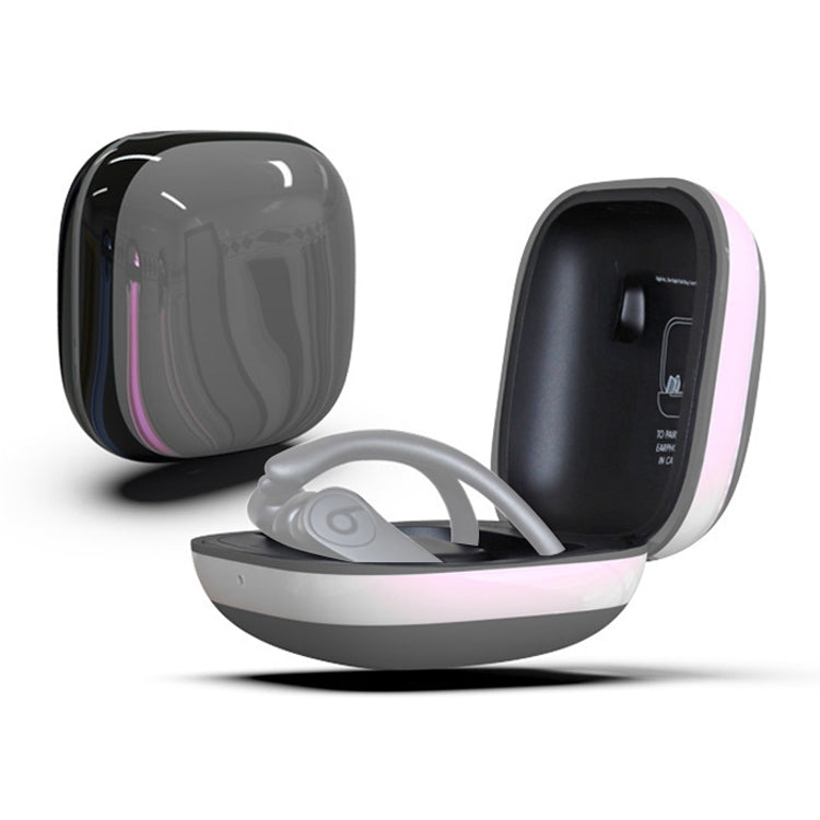 Mirror Surface Silicone + PC Wireless Earphone Protective Case for Beats Powerbeats Pro(Grey+White)