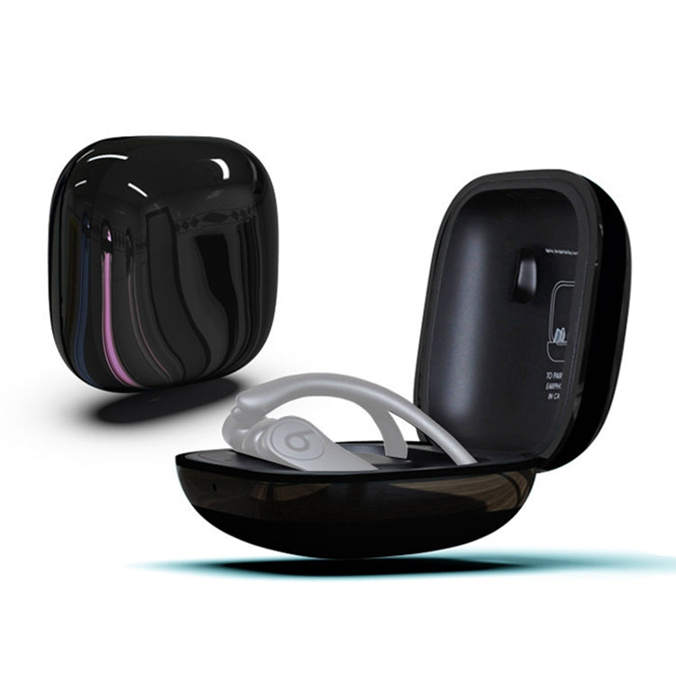 Mirror Surface Silicone + PC Wireless Earphone Protective Case for Beats Powerbeats Pro(Black)