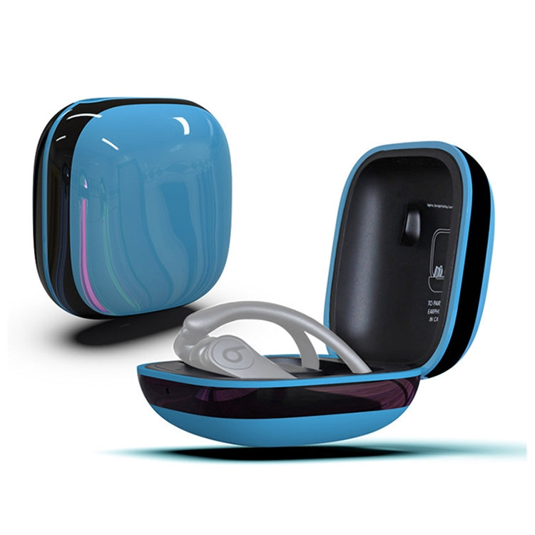 Mirror Surface Silicone + PC Wireless Earphone Protective Case for Beats Powerbeats Pro(Blue+Black)