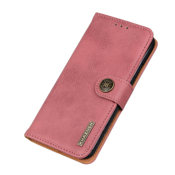For Motorola Moto E40/E20/E30/Lenovo K14 Plus KHAZNEH Cowhide Texture Horizontal Flip Leather Phone Case(Pink)