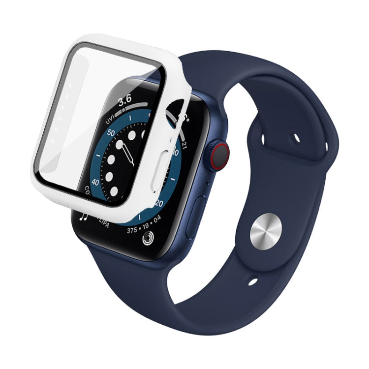 IMAK Shockproof PC Protective Case with Tempered Glass Film For Apple Watch Series 6 & SE & 5 & 4 44mm(White) - Watch Cases by imak