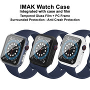 IMAK Shockproof PC Protective Case with Tempered Glass Film For Apple Watch Series 6 & SE & 5 & 4 44mm(White) - Watch Cases by imak
