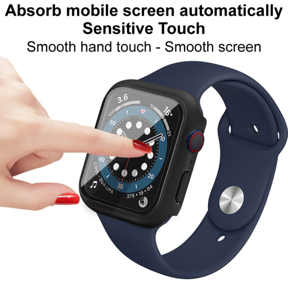 IMAK Shockproof PC Protective Case with Tempered Glass Film For Apple Watch Series 6 & SE & 5 & 4 44mm(White) - Watch Cases by imak