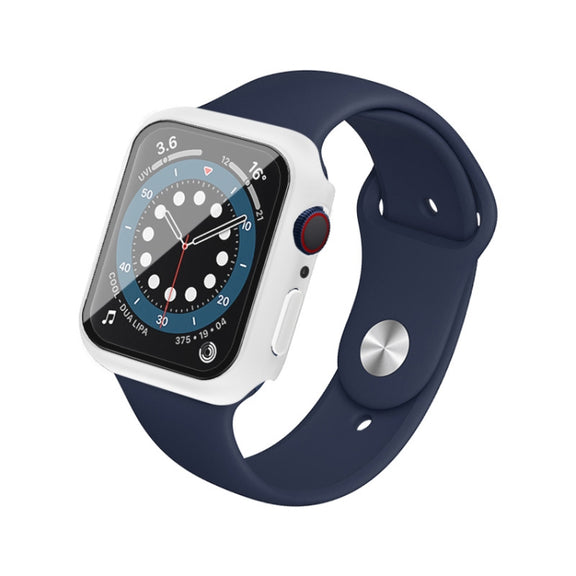 IMAK Shockproof PC Protective Case with Tempered Glass Film For Apple Watch Series 6 & SE & 5 & 4 40mm(White) - Watch Cases by imak