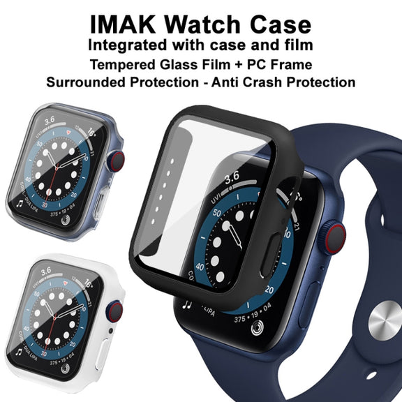 IMAK Shockproof PC Protective Case with Tempered Glass Film For Apple Watch Series 6 & SE & 5 & 4 40mm(White) - Watch Cases by imak