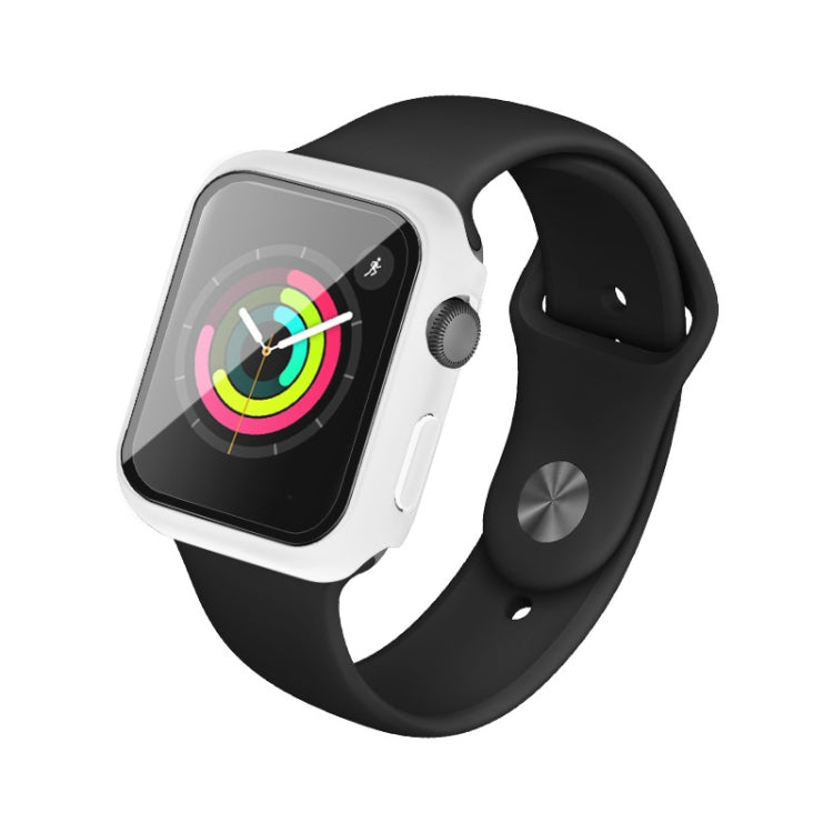 IMAK Shockproof PC Protective Case with Tempered Glass Film For Apple Watch Series 3 & 2 & 1 38mm(White) - Watch Cases by imak