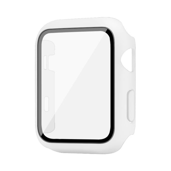 IMAK Shockproof PC Protective Case with Tempered Glass Film For Apple Watch Series 3 & 2 & 1 38mm(White) - Watch Cases by imak