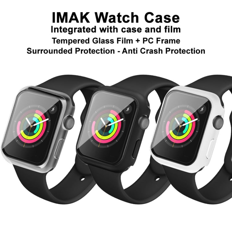 IMAK Shockproof PC Protective Case with Tempered Glass Film For Apple Watch Series 3 & 2 & 1 38mm(White) - Watch Cases by imak