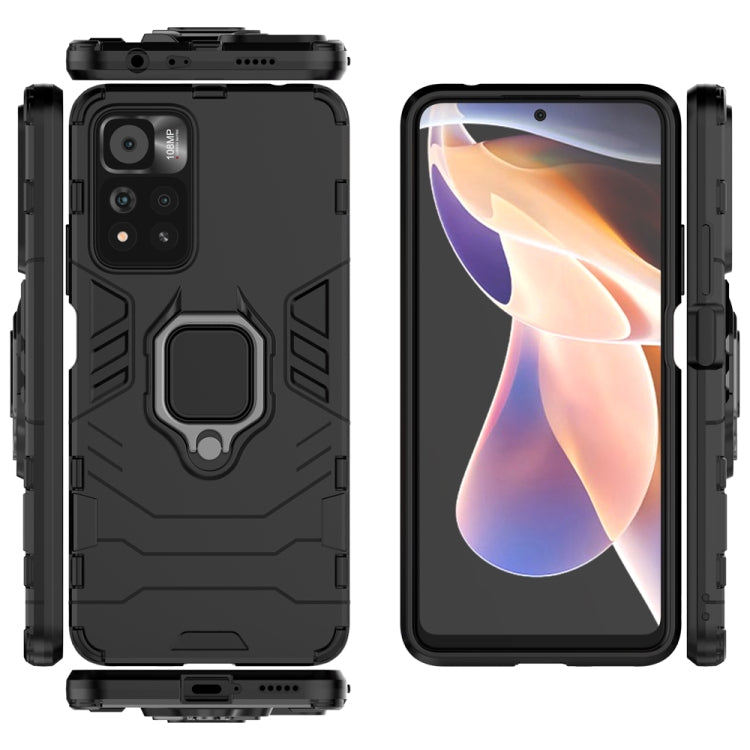 For Xiaomi Redmi Note 11 Pro / Note 11 Pro+ PC + TPU Shockproof Protective Phone Case with Magnetic Ring Holder(Black)