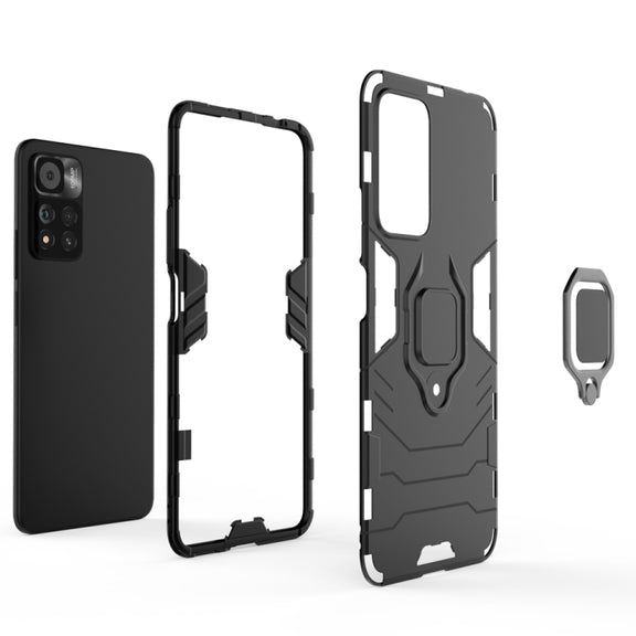 For Xiaomi Redmi Note 11 Pro / Note 11 Pro+ PC + TPU Shockproof Protective Phone Case with Magnetic Ring Holder(Black)