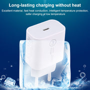 SDC-20W PD USB-C / Type-C Travel Charger + 1m 20W USB-C / Type-C to 8 Pin Data Cable Set, EU Plug(White)