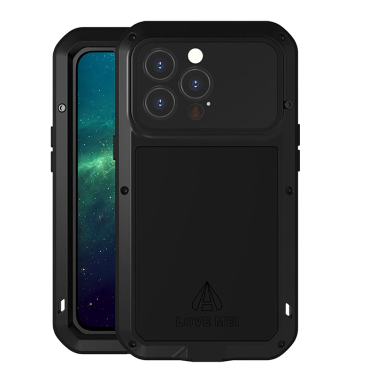 For iPhone 13 Pro LOVE MEI Metal Shockproof Life Water-resistant Dustproof Protective Phone Case (Black)