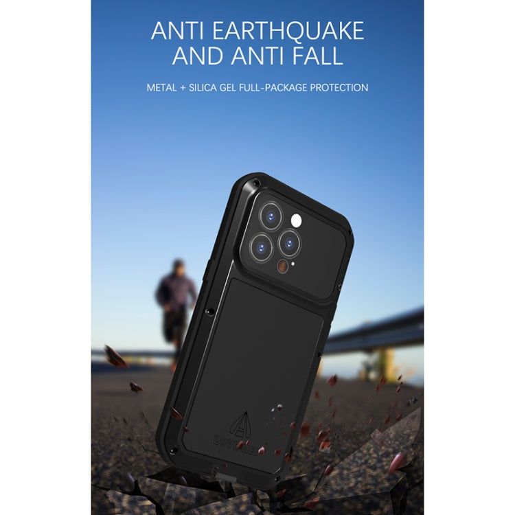 For iPhone 13 Pro LOVE MEI Metal Shockproof Life Water-resistant Dustproof Protective Phone Case (Red)