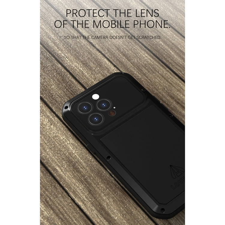 For iPhone 13 Pro LOVE MEI Metal Shockproof Life Water-resistant Dustproof Protective Phone Case (Red)