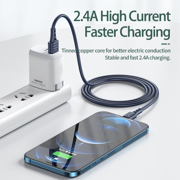 REMAX RC-179i 2.4A 8 Pin High Elastic TPE Fast Charging Data Cable, Length: 1m(Blue)