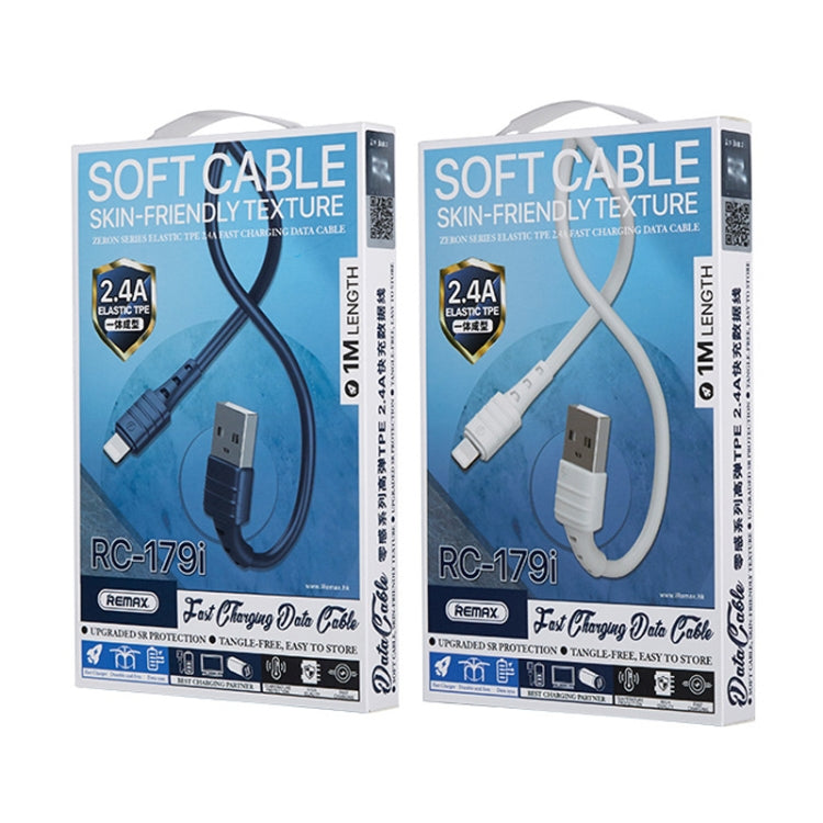 REMAX RC-179i 2.4A 8 Pin High Elastic TPE Fast Charging Data Cable, Length: 1m(Blue)
