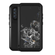 For Samsung Galaxy S21 FE LOVE MEI Metal Shockproof Water-resistant Dustproof Protective Phone Case with Glass(Black)