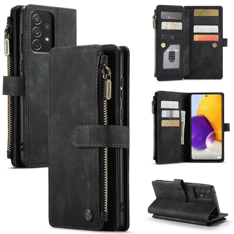 For Samsung Galaxy A72 CaseMe-C30 Multifunctional Horizontal Flip PU + TPU Phone Case(Black)