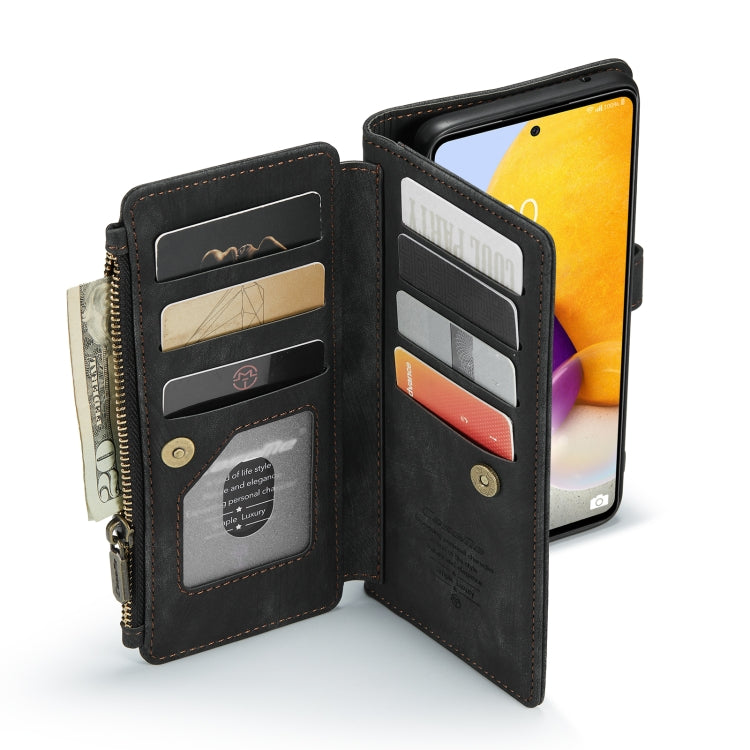 For Samsung Galaxy A72 CaseMe-C30 Multifunctional Horizontal Flip PU + TPU Phone Case(Black)
