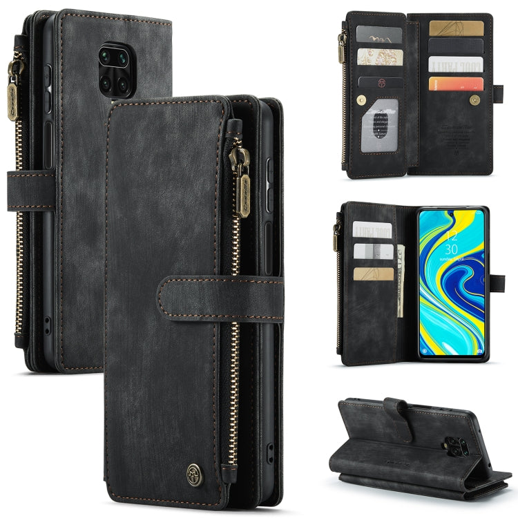 For Xiaomi Redmi Note 9 Pro Max / Redmi Note 9 Pro / Redmi Note 9s CaseMe-C30 Multifunctional Horizontal Flip PU + TPU Phone Case(Black)