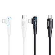 REMAX RC-192i Carrie Series PD 20W USB-C / Type-C to 8 Pin 90 Degree Elbow Fast Charging Gaming Data Cable, Cable Length: 1m(White)
