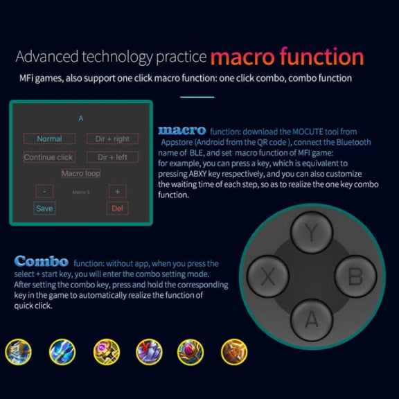 MOCUTE 060 Stretch Dual Joystick Bluetooth Gamepad For Android & iOS(Red+Blue)