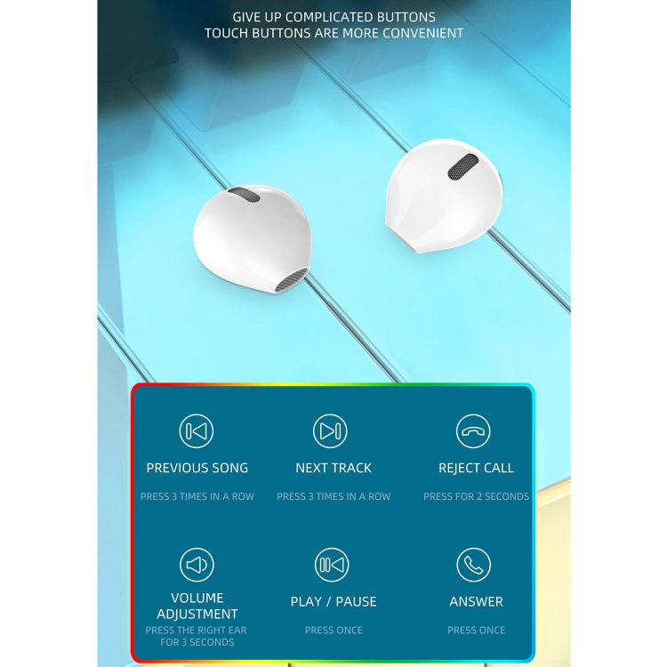 X6WS Mini Noise Reduction Digital Display TWS Wireless Bluetooth Earphone(White)
