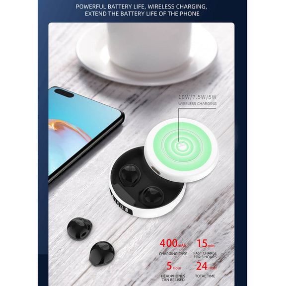 X6WS Mini Noise Reduction Digital Display TWS Wireless Bluetooth Earphone(White)