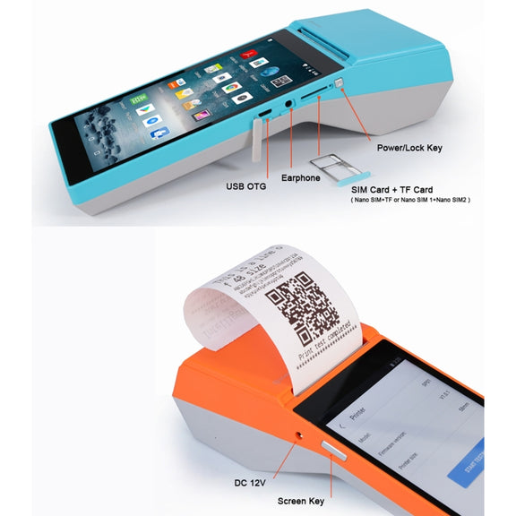 SGT-SP01 5.5 inch HD Screen Handheld POS Receipt Printer, Basic Version, EU Plug(Blue)