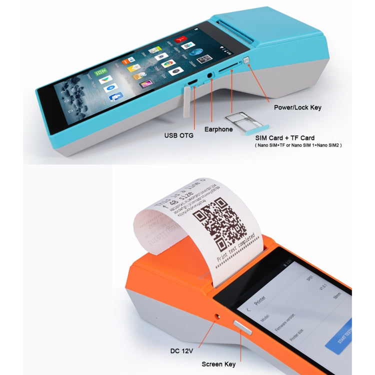 SGT-SP01 5.5 inch HD Screen Handheld POS Receipt Printer, Basic Version, UK Plug(Blue)