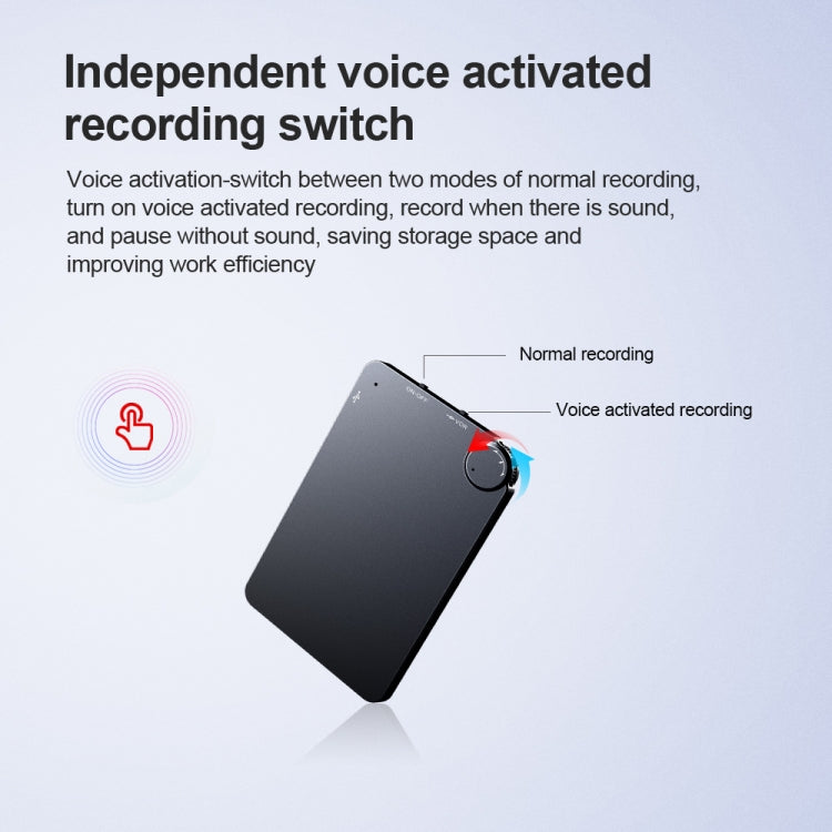 K2 Portable Ultra-thin Card Voice Recorder, Capacity:16GB(Black)