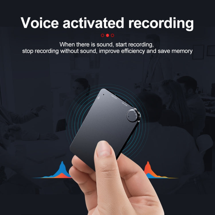K2 Portable Ultra-thin Card Voice Recorder, Capacity:16GB(Black)