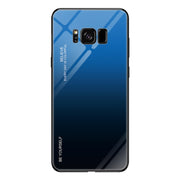 For Galaxy S8 Gradient Color Glass Case(Blue)