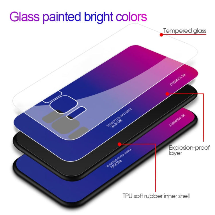 For Galaxy S8 Gradient Color Glass Case(Blue)