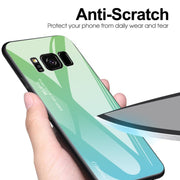 For Galaxy S8 Gradient Color Glass Case(Blue)