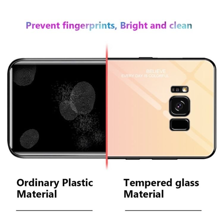 For Galaxy S8 Gradient Color Glass Case(Blue)