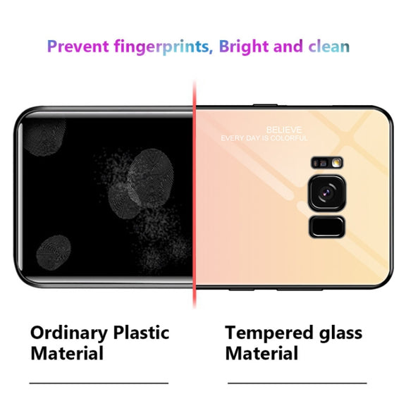 For Galaxy S8 Gradient Color Glass Case(Blue)